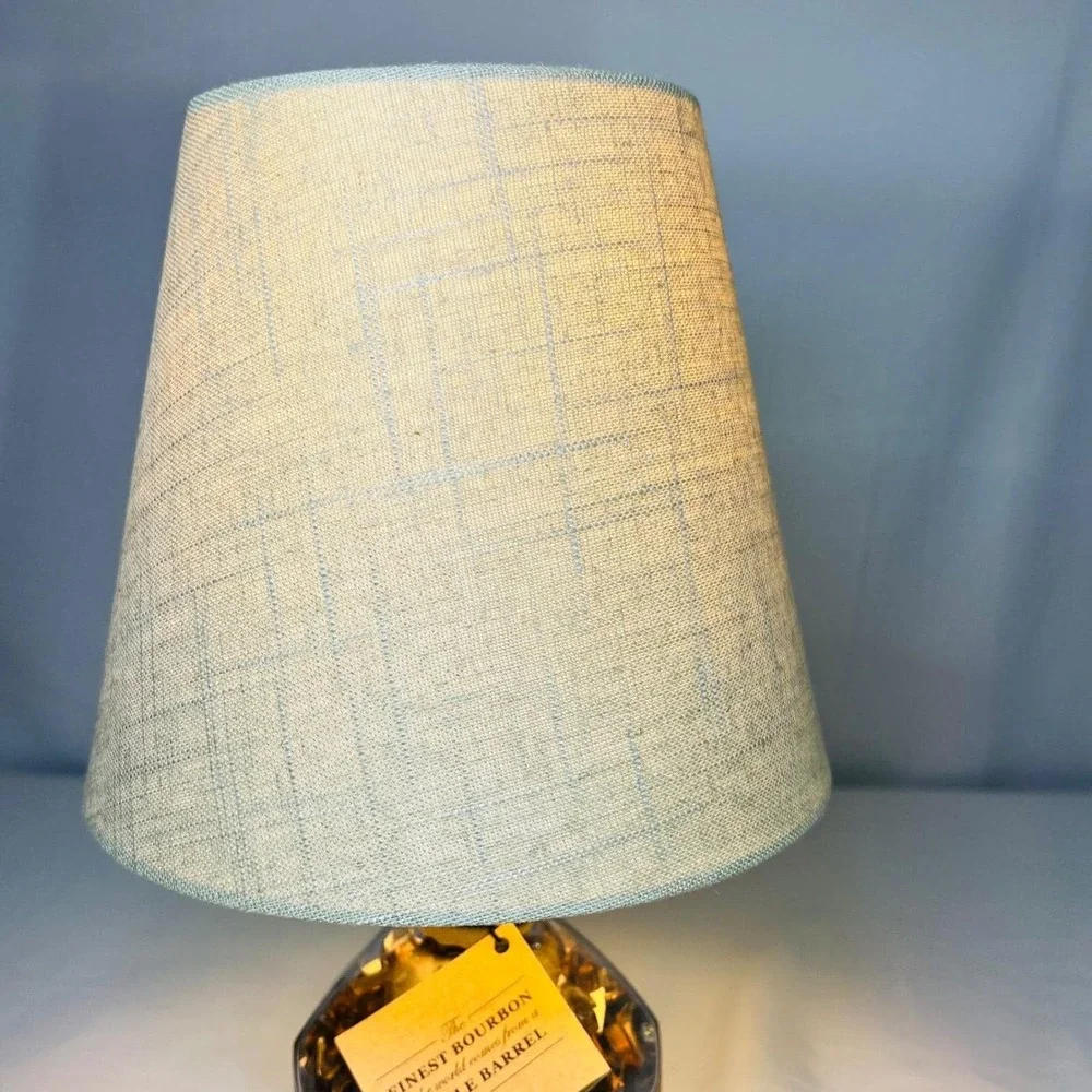 Blanton's Bourbon Bottle Lamp Upcycled Whiskey Bar Decor with Linen Shade